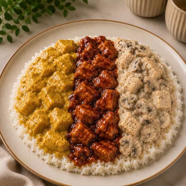 3'ü Bir Arada Soslu Tavuklu Pilav